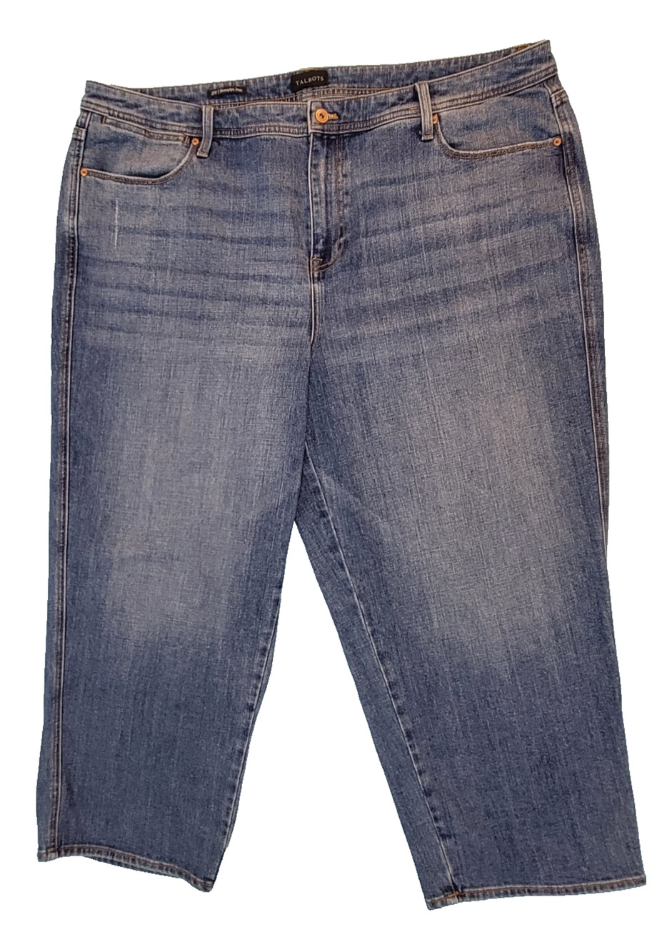 Talbots Stovepipe Ankle Jeans Womens Plus 22W Blue Straight Leg Denim Cropped